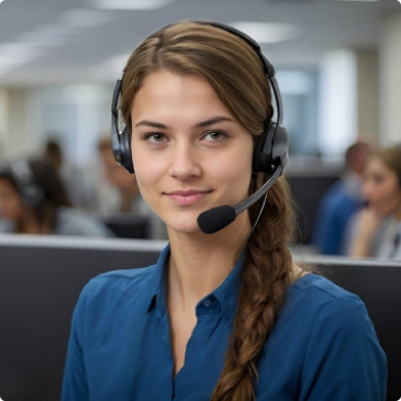 Collaboratrice équipée d’un casque téléphonique