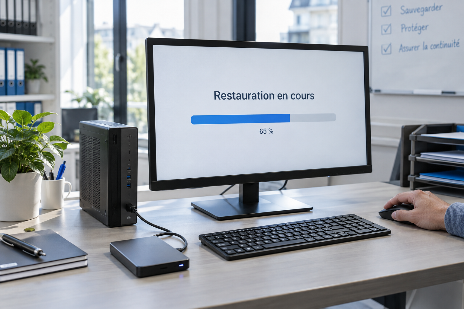 Restauration d’un poste informatique depuis une sauvegarde pour préparer la reprise d’activité