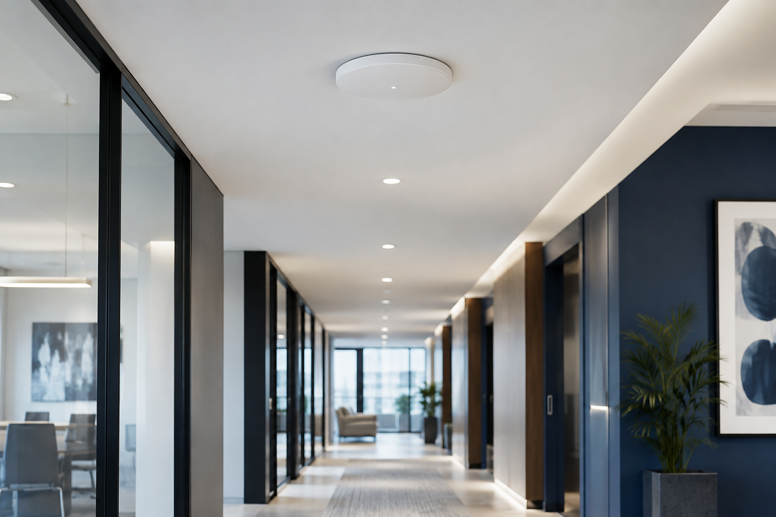 Borne Wi-Fi professionnelle installée au plafond