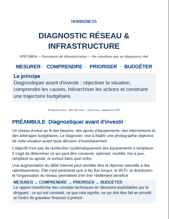 Exemple de rapport diagnostic réseau HOBBIZNESS